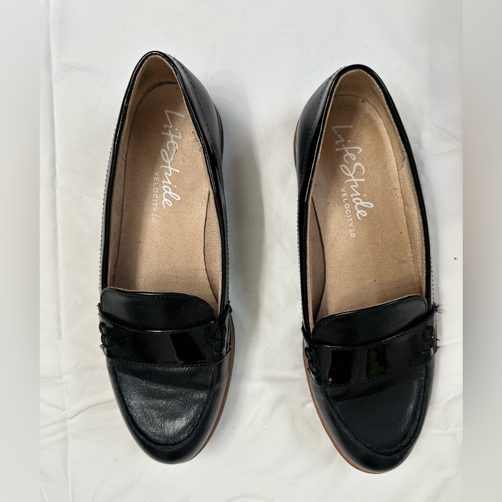 Life stride, black loafer work shoes 6.5